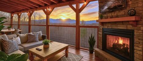 Smart TV, chimenea, videojuegos, futbolito