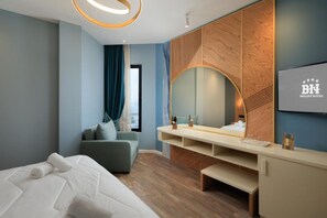 Double or Twin Room with Side Sea view, without balcony | Soundproofing, free WiFi - Hotel Brilant (Sarandë)