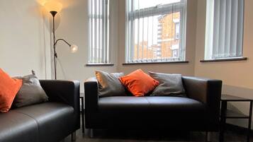 Appartement Exécutif | Coin séjour | Télévision à écran plat de 42 pouces avec chaßnes numériques