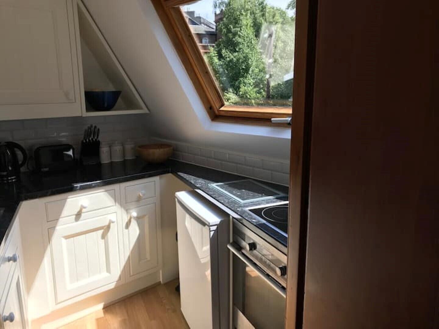 Fridge, microwave, oven, electric kettle