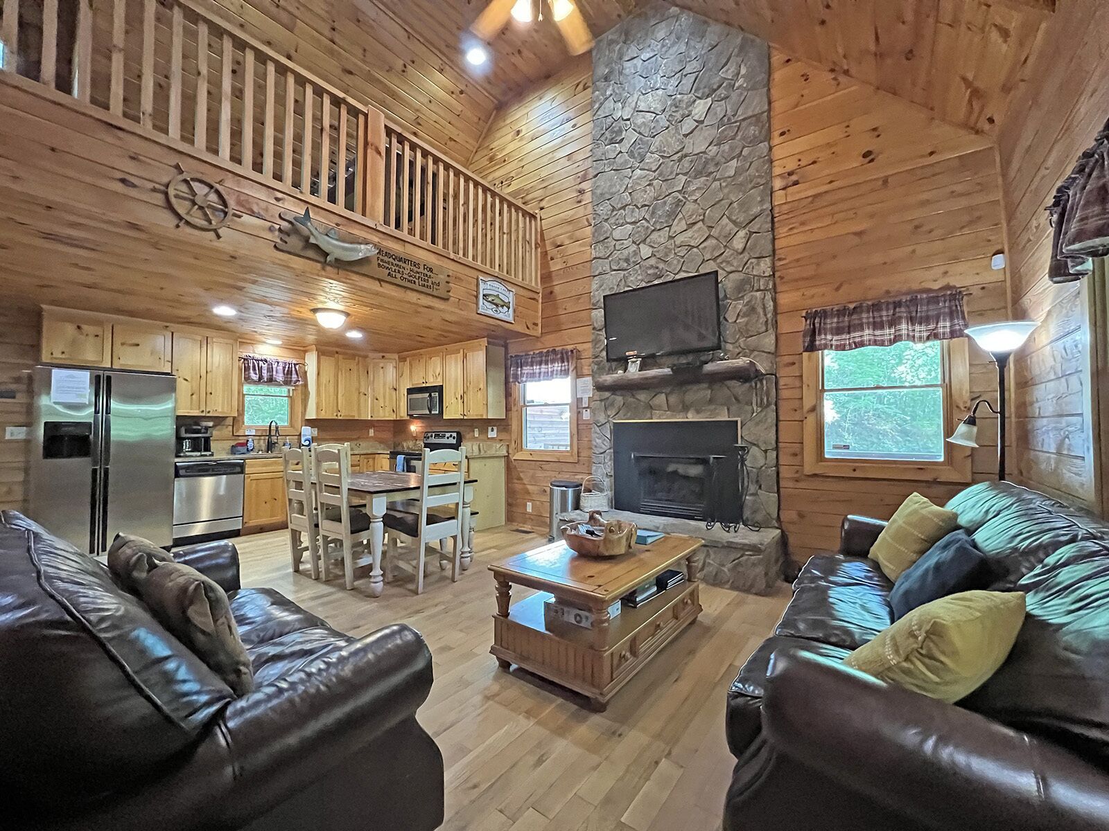 TV, fireplace, table football