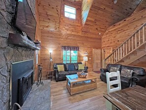 TV, fireplace, foosball