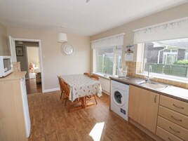 Fridge, electric kettle, toaster, cookware/dishes/utensils