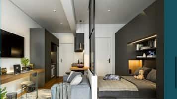 1 habitación, tabla de planchar con plancha y wifi