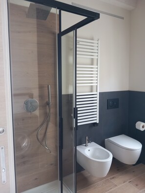 Hair dryer, bidet, towels, soap - Casa Maria, Nuovo Appartamento con Vista Lago (Albisano di Torri del Benaco)