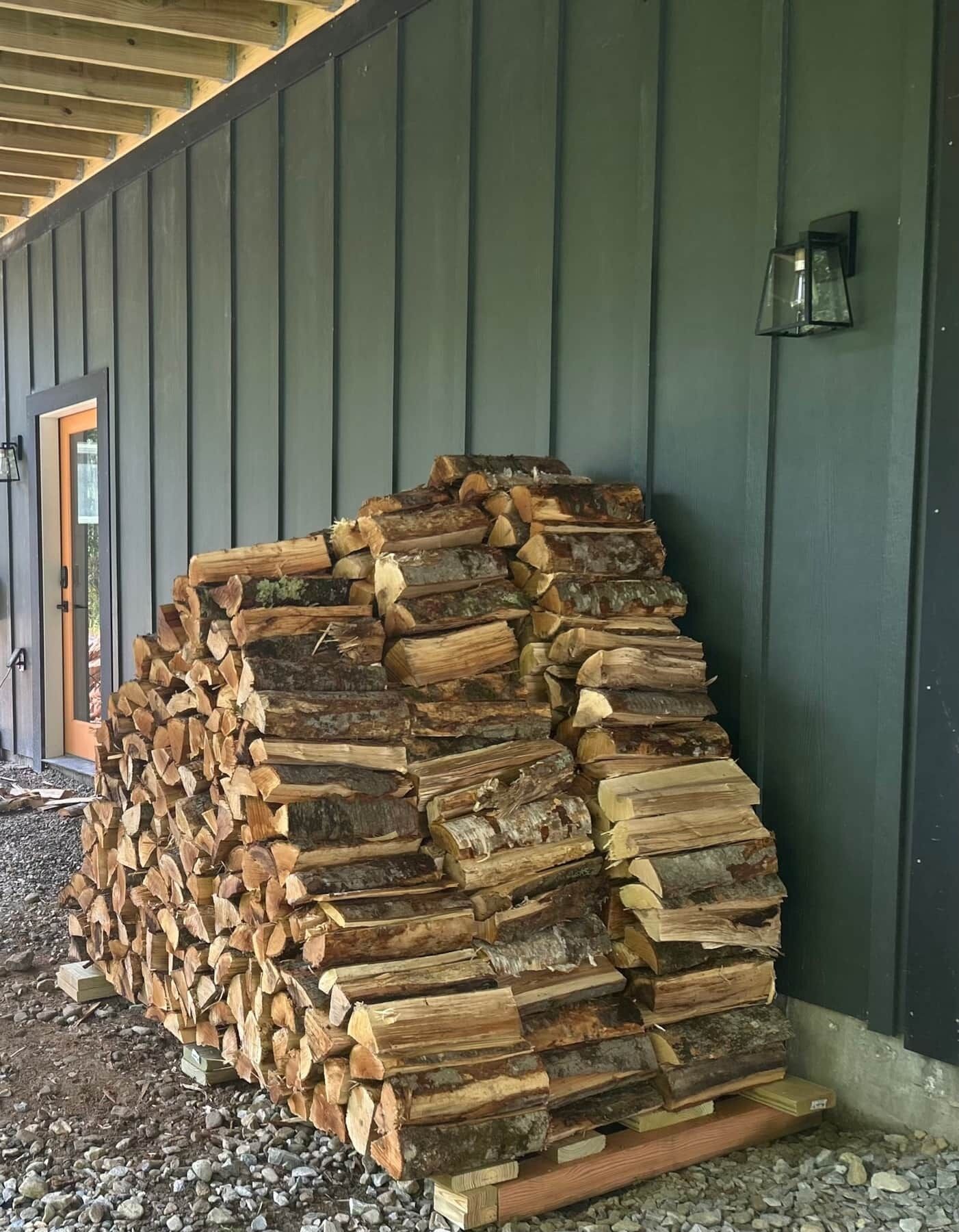 Firewood for outdoor fire pit and wood burning stove included