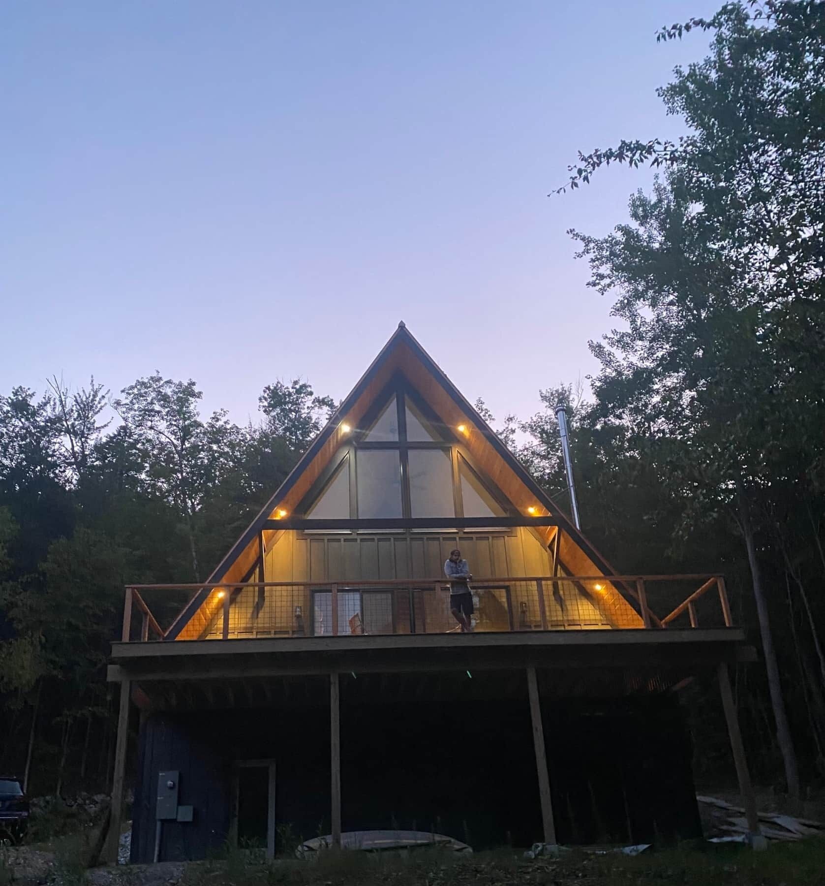 Deck with large propane fire pit