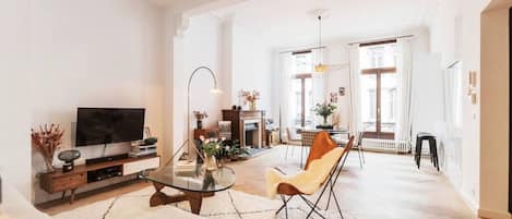 Télévision, cheminée, chaßne hi-fi