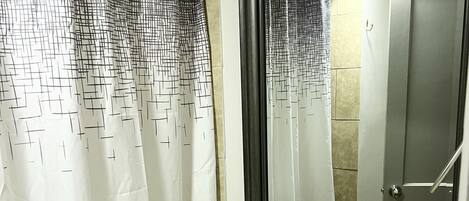 Hair dryer, towels, soap