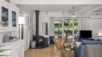 Televisión y chimenea