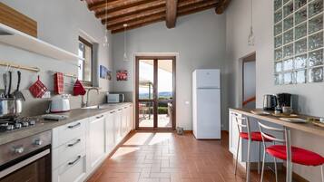 Fridge, microwave, dishwasher, toaster