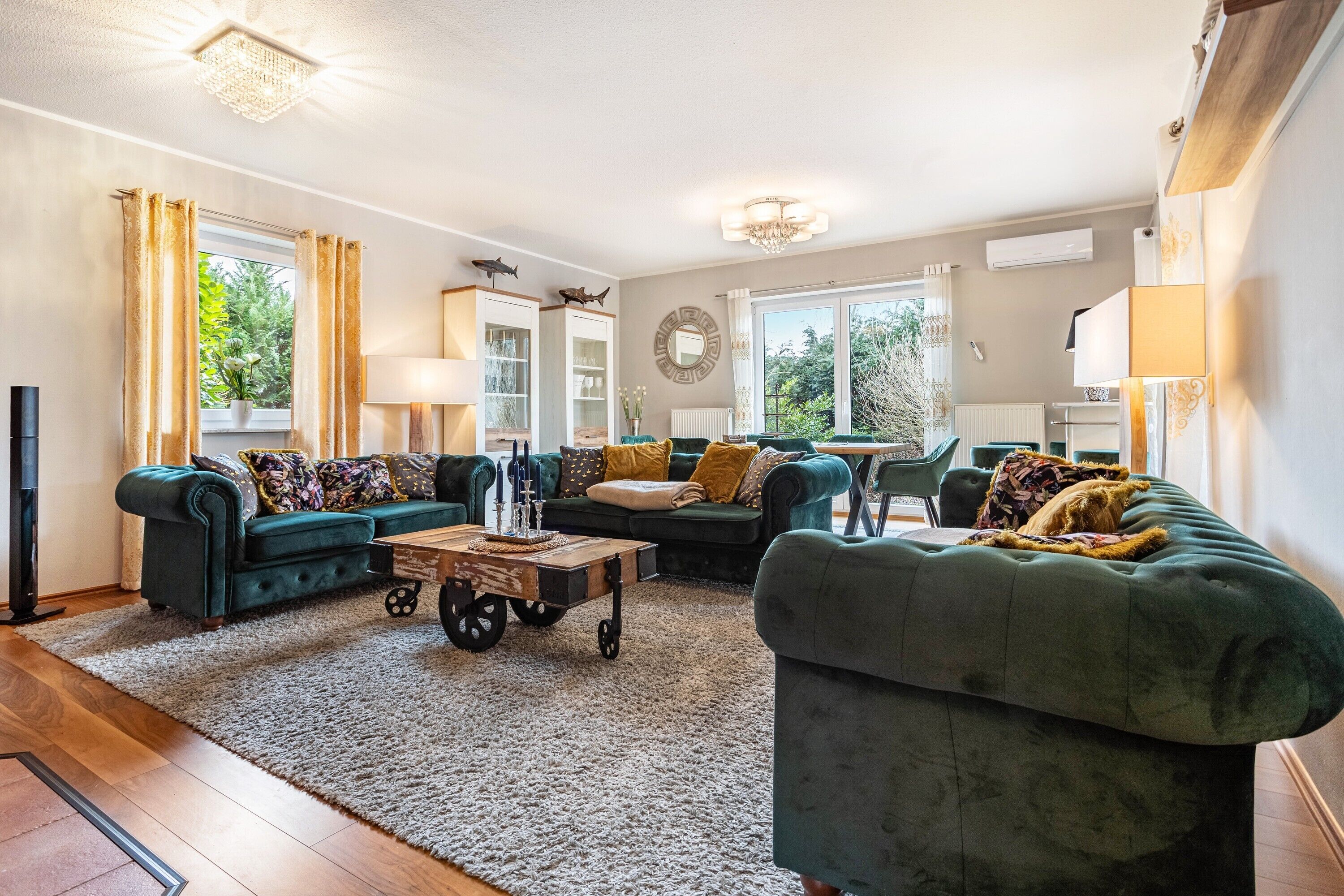 TV, fireplace, video games, DVD player