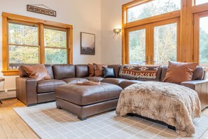 TV, fireplace, foosball, offices - Whiteface Views, 10 Mins 2 Ski, Hot Tub, Game Room (Wilmington)