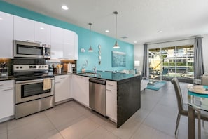Fridge, microwave, stovetop, dishwasher