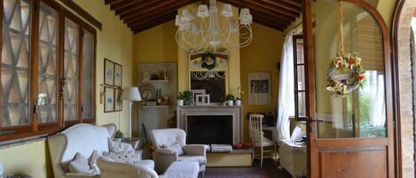 TV, fireplace, DVD player