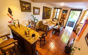 Smart TV, chimenea y libros 