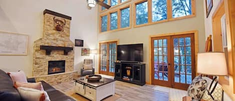 TV, fireplace, video games, offices