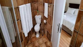 Hair dryer, bathrobes, slippers, towels