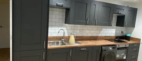 Apartment | Private kitchen | Fridge, microwave, oven, stovetop