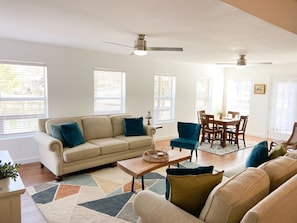 Smart TV, DVD player, books, video library