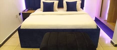 Individually decorated, individually furnished, desk, laptop workspace