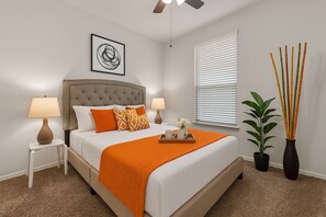 3 bedrooms, desk, iron/ironing board, travel cot