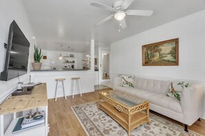 TV - Cozy, Bright Suite w/ King Bed (Travelers Rest)