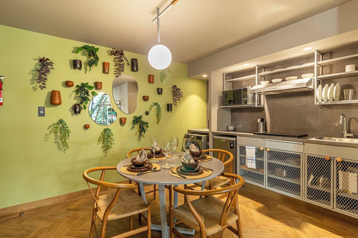 Superior Apartment, 1 Bedroom, Balcony | Private kitchen | Fridge, microwave, stovetop, blender