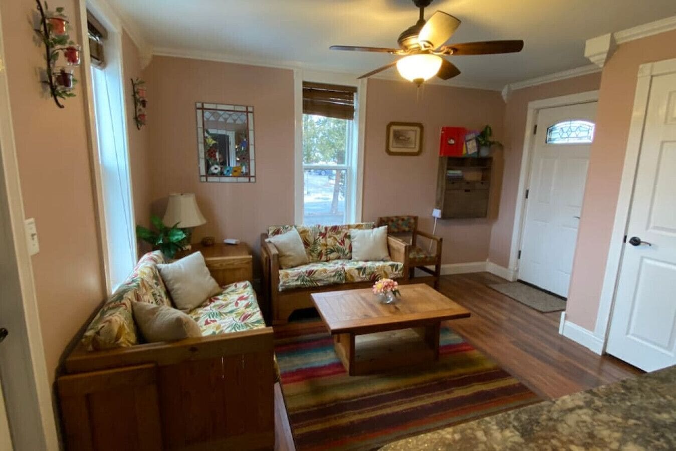 The living room and the desk area by the entry door.  A cozy place to relax or work.