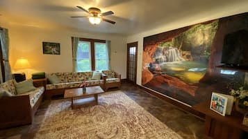 TV connectée, livres, espaces bureaux