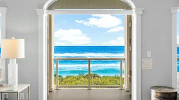 Condo, 3 Bedrooms, Ocean View, Beachfront (A201) | Living area | 60-inch Smart TV with digital channels, fireplace, Netflix