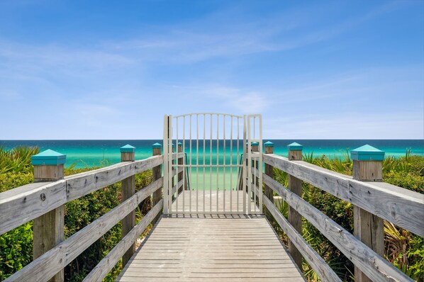 On the beach, white sand