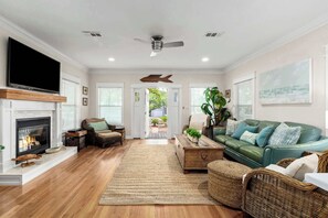 TV, caminetto, studio