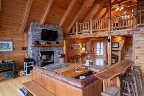 Smart TV, lareira, livros