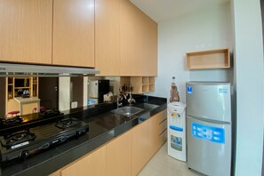 Apartment | Eigene Küche | Großer Kühlschrank, Herdplatte