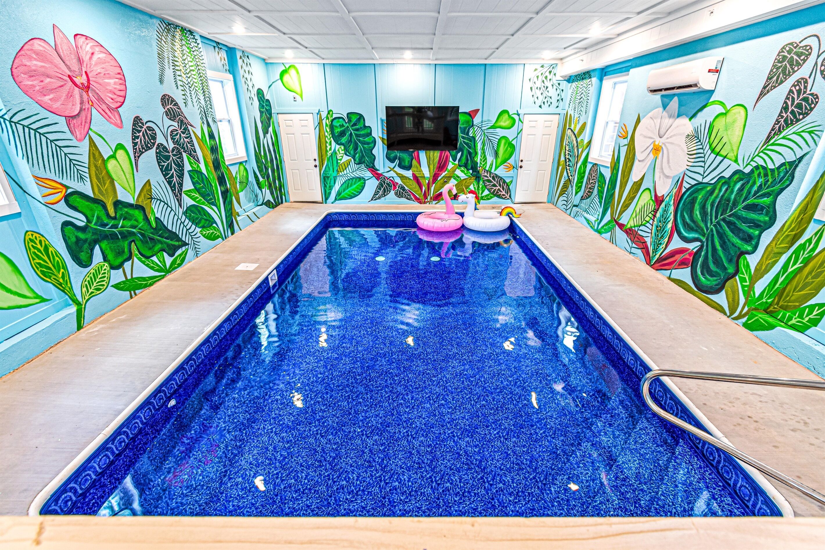 Spa Themed Indoor Private Heated Pool - 24x12 Feet with door lock and splash alarm for child safety