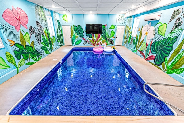 Spa Themed Indoor Private Heated Pool - 24x12 Feet with door lock and splash alarm for child safety