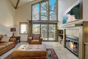 TV, fireplace