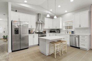 Fridge, microwave, oven, stovetop - Private Hot Tub • Family-Friendly • Large One-Story Home Near 30A • King Bed (Panama City Beach)