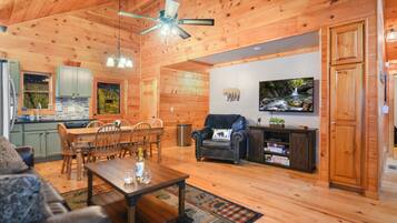 Smart TV, fireplace, video games, foosball