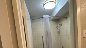 Un baño con bañera, inodoro y zona de ducha.