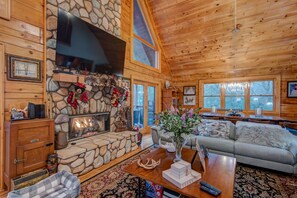 Televisión, chimenea