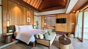 Premier Villa, 1 Bedroom, Ridge View | 1 kamar tidur, seprai katun Mesir, seprai premium, dan busa memori