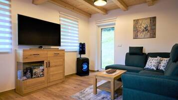 Een televisie en een open haard