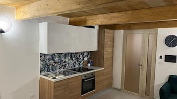 Fridge, oven, coffee/tea maker, electric kettle