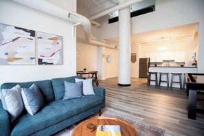 TV, offices - 3BR CozySuites The Block Direct Skybridge Access 2 (Indianapolis)