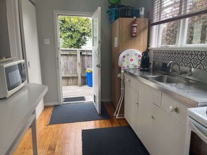 Fridge, microwave, oven, electric kettle