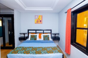 Down duvets, individually decorated, individually furnished, desk