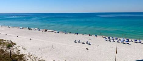 On the beach, beach towels