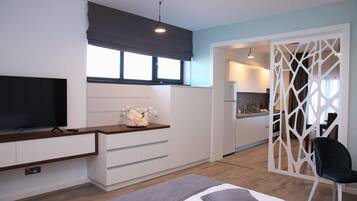 Egyptian cotton sheets, premium bedding, memory-foam beds, free minibar